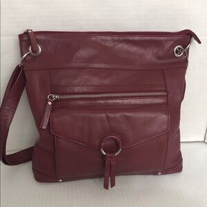Burgundy Leather Great American Leatherworks Crossbody Shoulder Bag